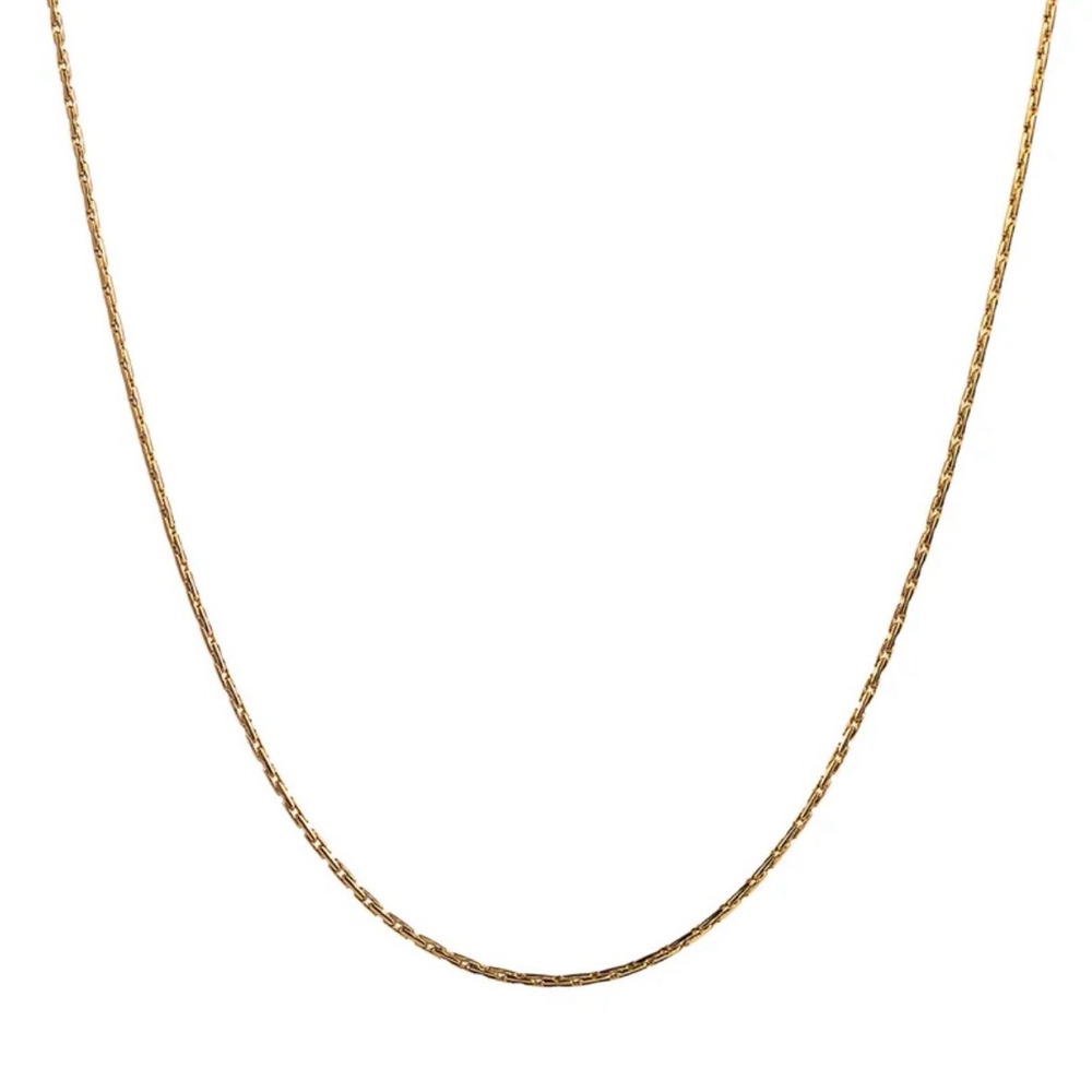 Gold Tone Micro Box Chain Necklace | 16–18”